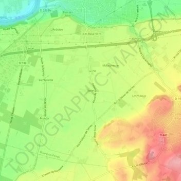 Tépierの地形図、標高、地勢