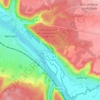 Manitôtの地形図、標高、地勢