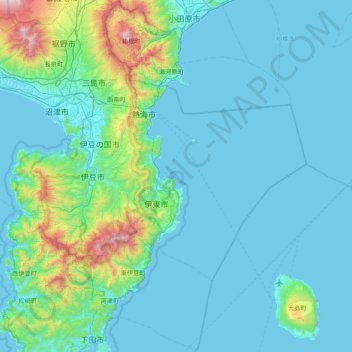 手石島の地形図、標高、地勢