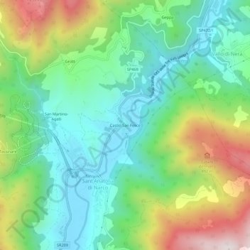 Castel San Feliceの地形図、標高、地勢
