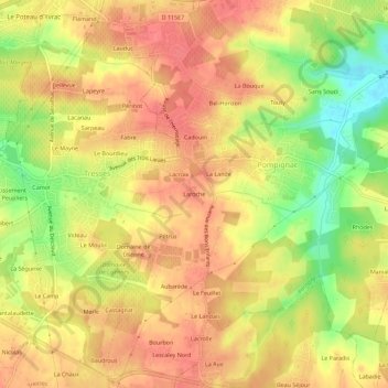 Larocheの地形図、標高、地勢