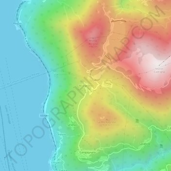 Musignanoの地形図、標高、地勢