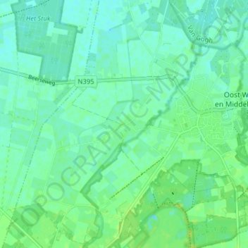 Huygevoortの地形図、標高、地勢