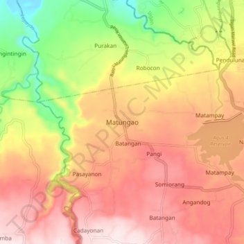 Matungaoの地形図、標高、地勢