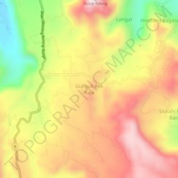 Gukguk Aek Rajaの地形図、標高、地勢