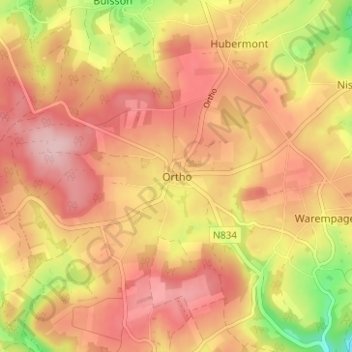 Orthoの地形図、標高、地勢