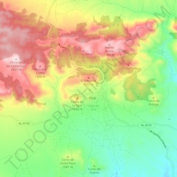 Oriaの地形図、標高、地勢