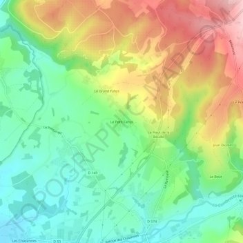 Le Petit Fahysの地形図、標高、地勢