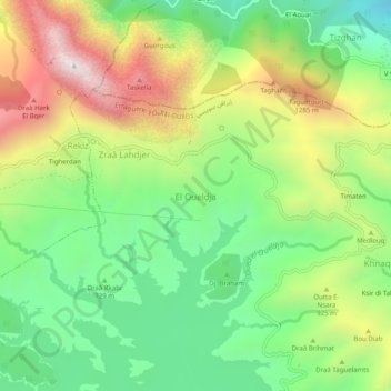 El Oueldjaの地形図、標高、地勢
