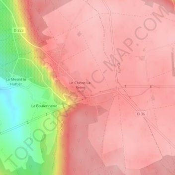 Le Clos Bossetの地形図、標高、地勢