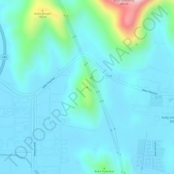 Bukit Setongkolの地形図、標高、地勢
