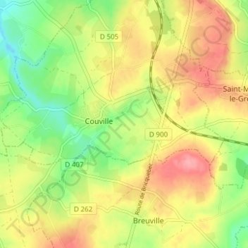 La Perrelleの地形図、標高、地勢
