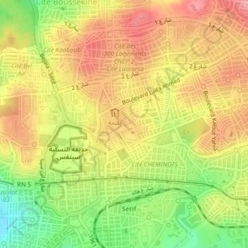 Poste yahiaoui 3の地形図、標高、地勢