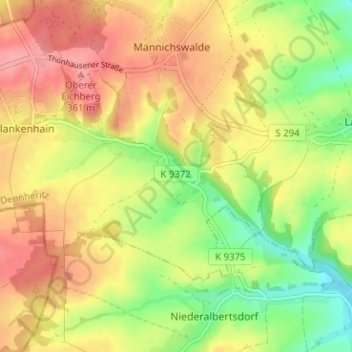 Rußdorfの地形図、標高、地勢