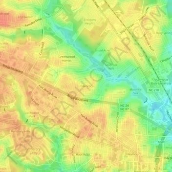 Edenrocの地形図、標高、地勢