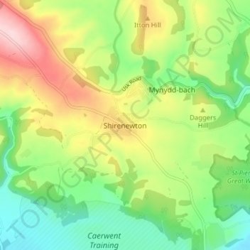 Shirenewtonの地形図、標高、地勢