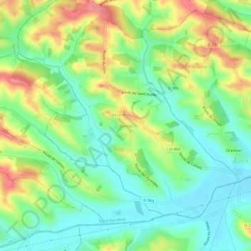 Duriouの地形図、標高、地勢