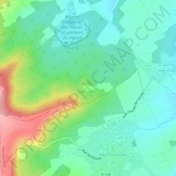 Les Chapellesの地形図、標高、地勢