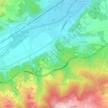 Grafenbachの地形図、標高、地勢