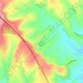 Mont de l'Épineの地形図、標高、地勢