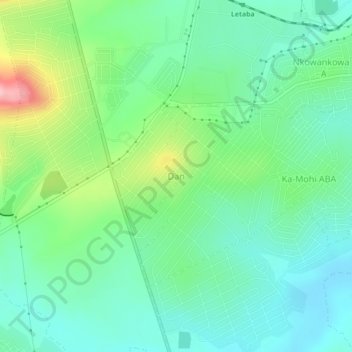 Danの地形図、標高、地勢