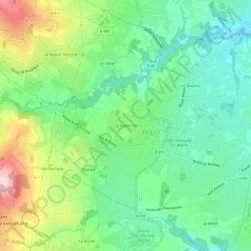 Le Guillermyの地形図、標高、地勢