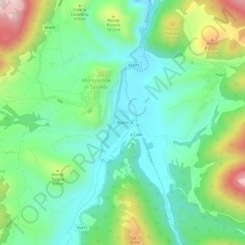 Ruscioの地形図、標高、地勢