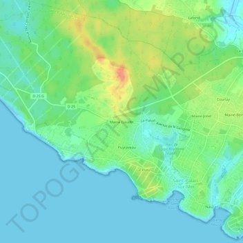 Maine Gaudinの地形図、標高、地勢