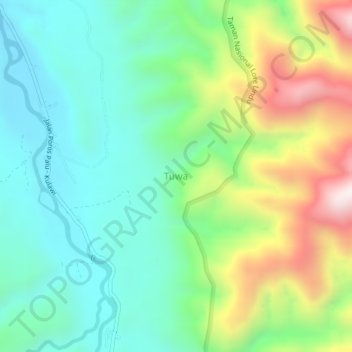 Tuwaの地形図、標高、地勢
