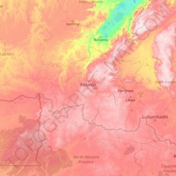 Lualabaの地形図、標高、地勢