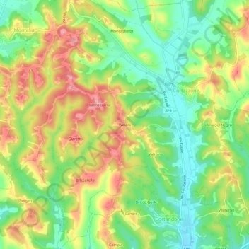 Vanaraの地形図、標高、地勢