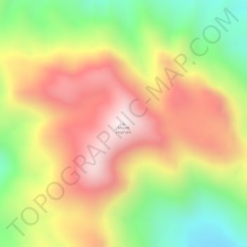 Mount Elephantの地形図、標高、地勢