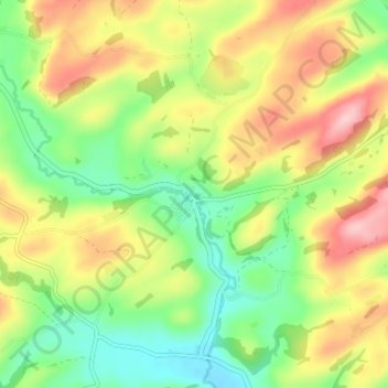 Bettws Cedwainの地形図、標高、地勢