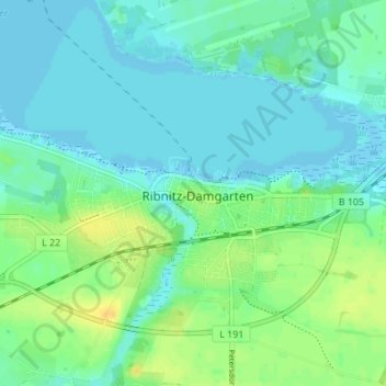 Ribnitzの地形図、標高、地勢