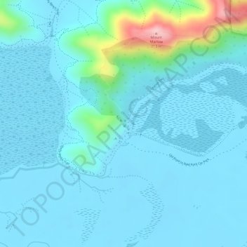 Bald Rockの地形図、標高、地勢