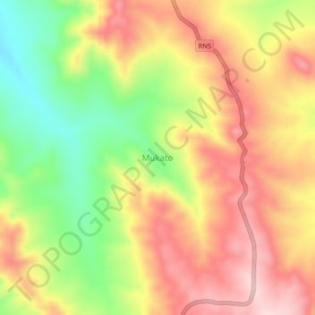 Mukatoの地形図、標高、地勢