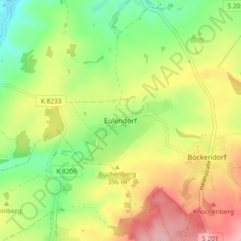 Eulendorfの地形図、標高、地勢