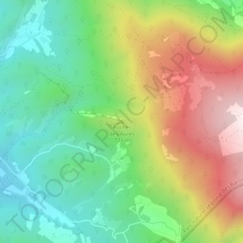 Rocher des Auresの地形図、標高、地勢