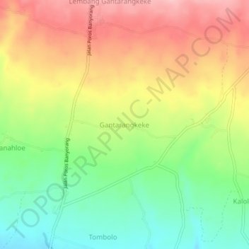 Gantarangkekeの地形図、標高、地勢