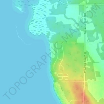 Sunset Beachの地形図、標高、地勢