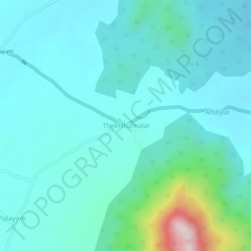 Theerthamalaiの地形図、標高、地勢
