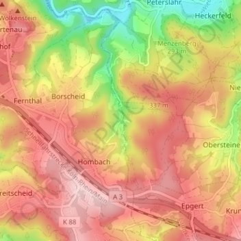 Hombachsmühleの地形図、標高、地勢