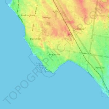 Beaumarisの地形図、標高、地勢