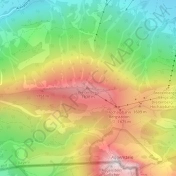 Breitenbergの地形図、標高、地勢