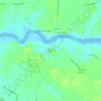 Upper Ferry Acresの地形図、標高、地勢