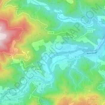 Palaldaの地形図、標高、地勢