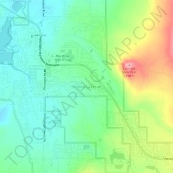 Pinetop-Lakesideの地形図、標高、地勢