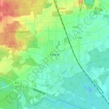 Eilveseの地形図、標高、地勢