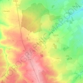 Le Bourgの地形図、標高、地勢