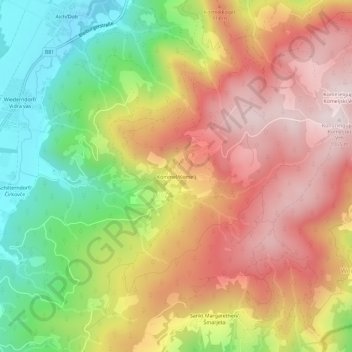 Kömmelの地形図、標高、地勢